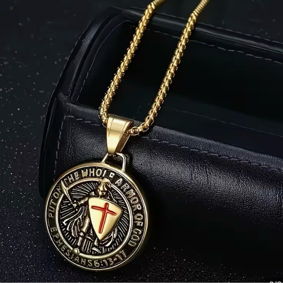 NEW - ARMOR OF GOD LUXURY SET COLLECTION STAINLESS STEEL CHAIN/RING & BRACELET - Picture 8 of 12